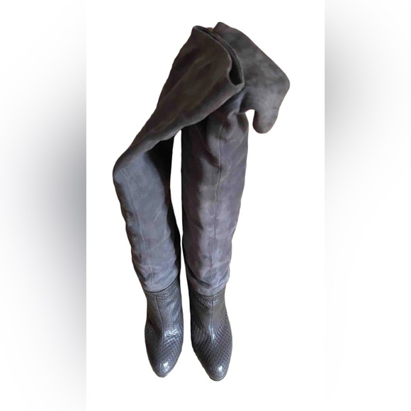 Sergio Rossi | Shoes | Sergio Rossi Black Over The Knee  Sergio Rossi Grey Croc/Suede Over the Knee Boot $1027